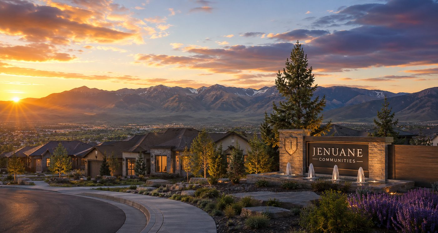 New homes in a master-planned Northern Nevada community at golden hour